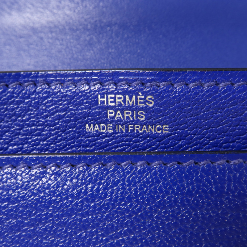 HERMES Chevre皮革Verron Mini鏈帶肩背袋Bleu Electrique-5
