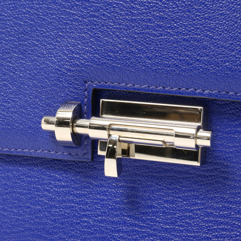 HERMES Chevre皮革Verron Mini鏈帶肩背袋Bleu Electrique-8