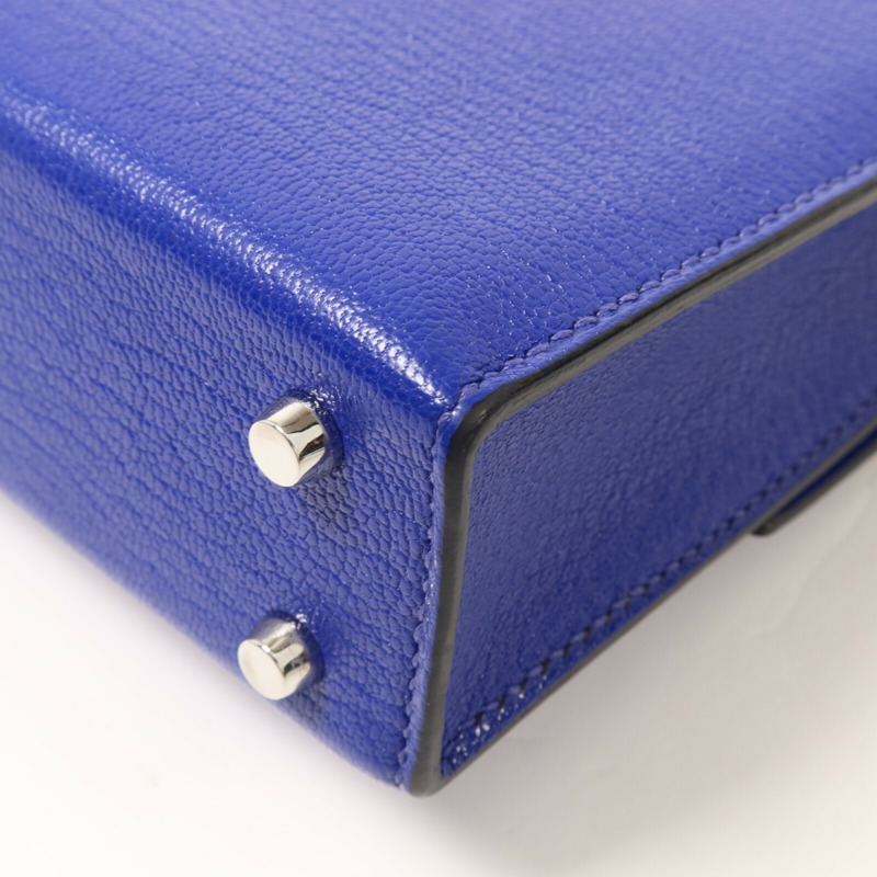 HERMES Chevre皮革Verron Mini鏈帶肩背袋Bleu Electrique-12