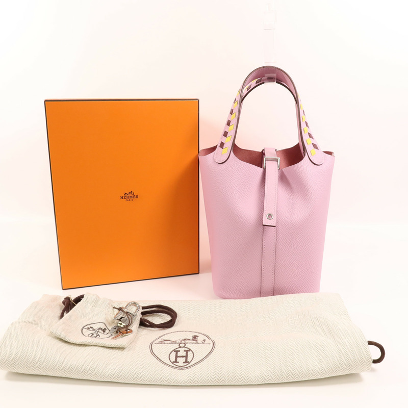HERMES Epsom皮革Picotin PM手挽袋Mauve Sylvestre-10