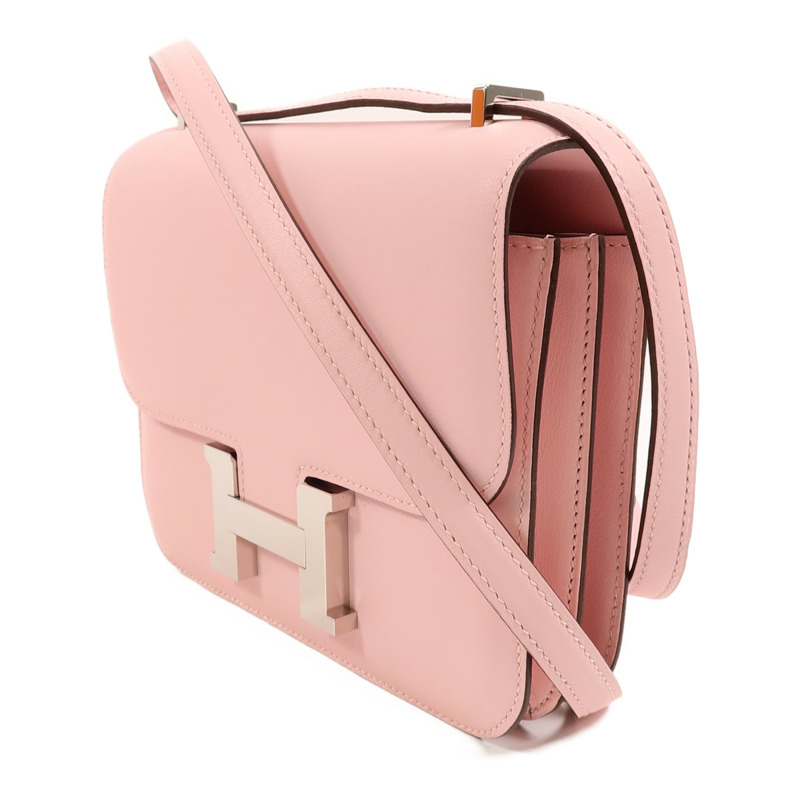 HERMES Swift皮革Constance Mini肩背袋Rose Sakura-2