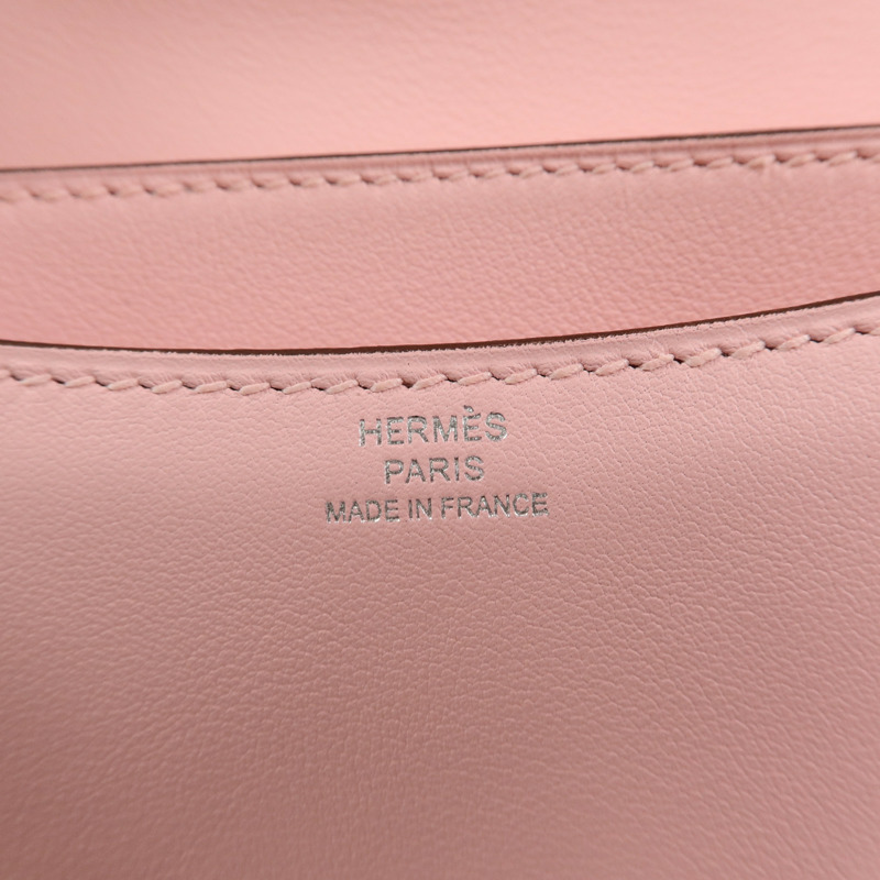 HERMES Swift皮革Constance Mini肩背袋Rose Sakura-5