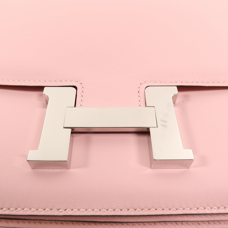 HERMES Swift皮革Constance Mini肩背袋Rose Sakura-8