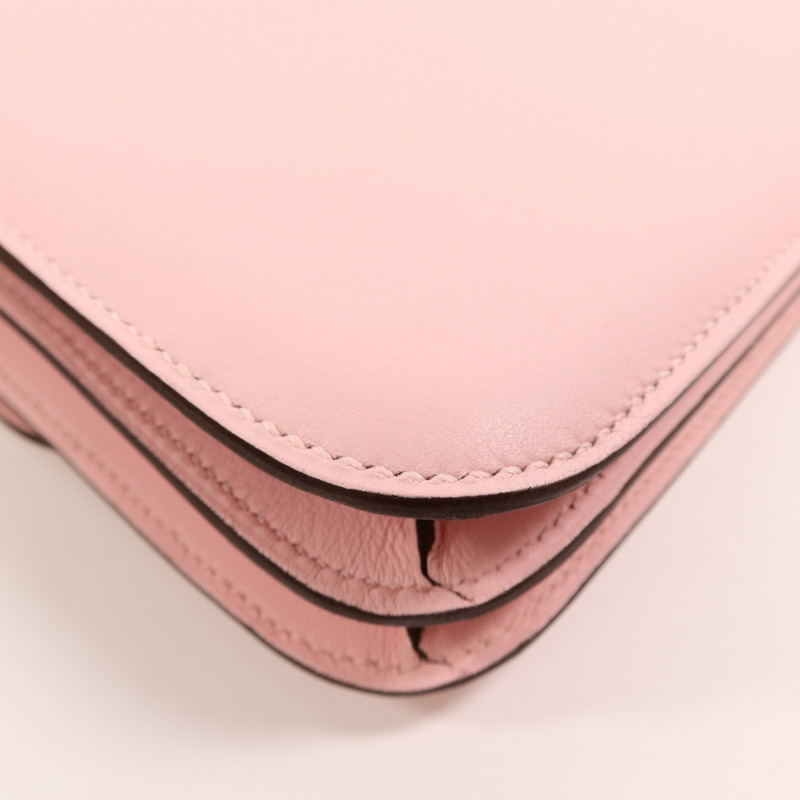 HERMES Swift皮革Constance Mini肩背袋Rose Sakura-14