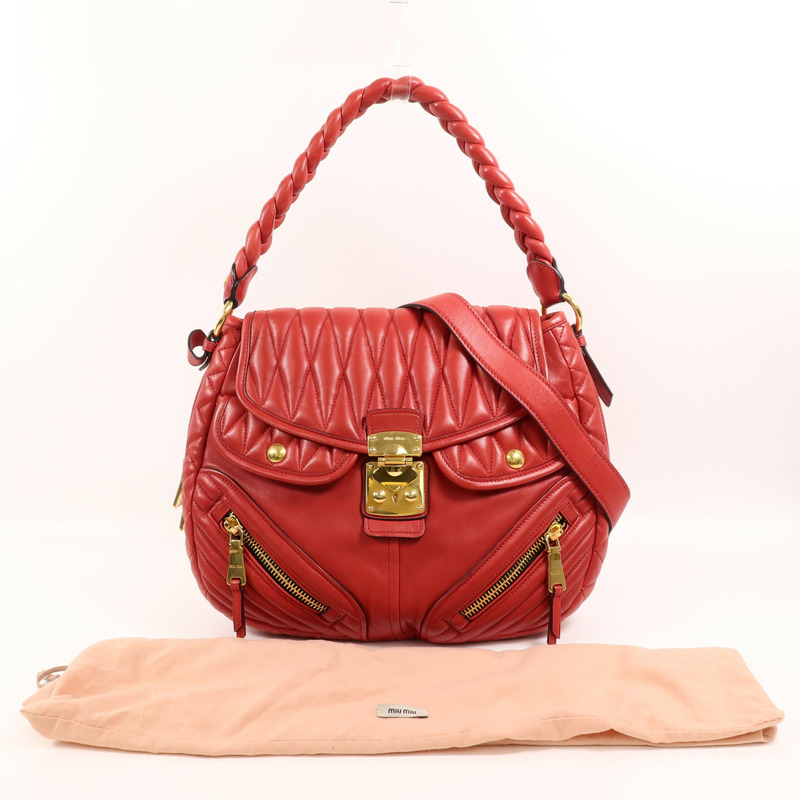 Miu Miu 羊皮皮革2 Way Shoulder手挽肩背兩用袋-11