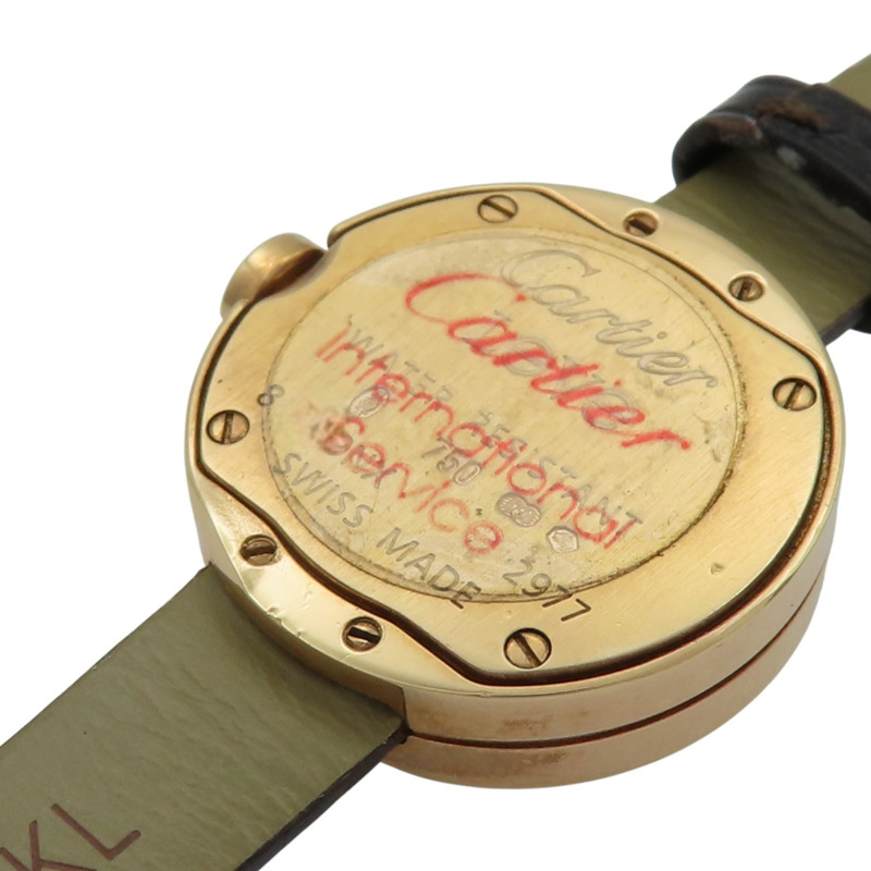 棕色錶盤 3PD鑽框 皮帶 18K玫瑰金 Love 腕錶【Cartier 卡地亞】 WE801131-7
