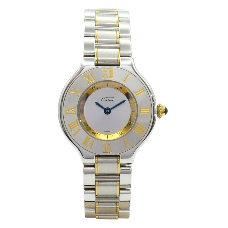 白色錶盤 18K黃金 不鏽鋼 Must 21 腕錶【Cartier 卡地亞】 W10073R6-1