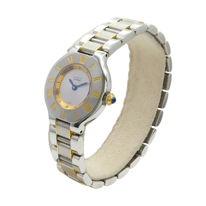 白色錶盤 18K黃金 不鏽鋼 Must 21 腕錶【Cartier 卡地亞】 W10073R6-3