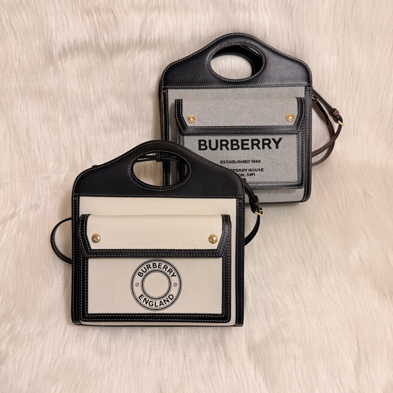 Burberry 黑白熊貓皮加布雙用方包（Pocket bag）-0