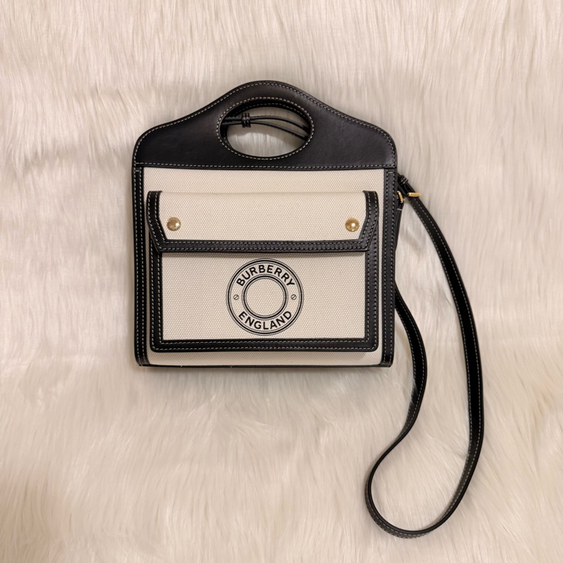 Burberry 黑白熊貓皮加布雙用方包（Pocket bag）-1