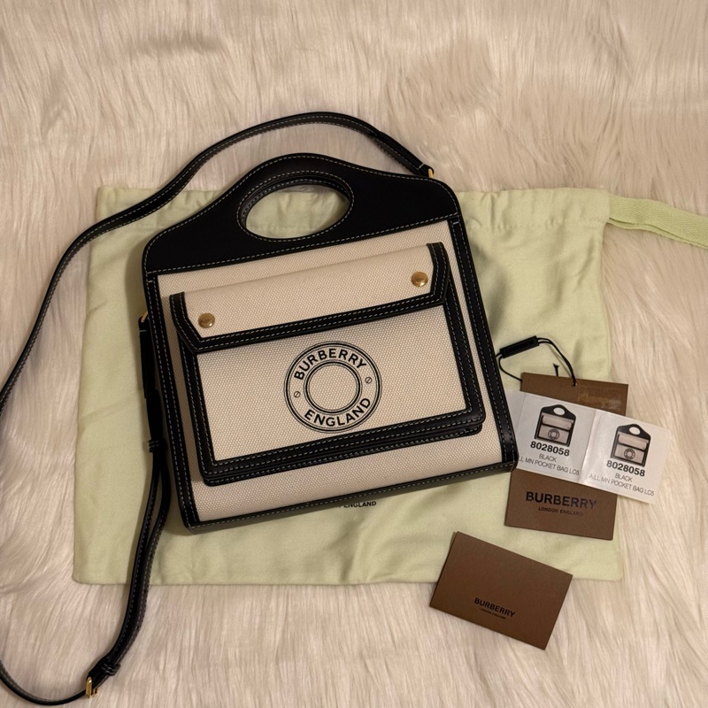 Burberry 黑白熊貓皮加布雙用方包（Pocket bag）-8