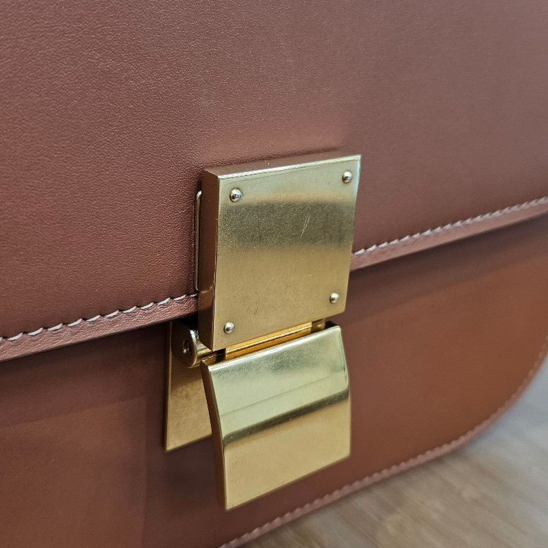 CELINE Classic Box Bag Medium焦糖金扣-1