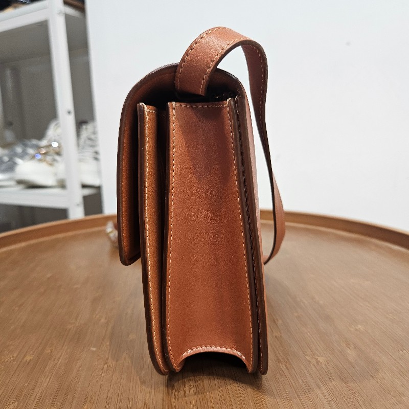 CELINE Classic Box Bag Medium焦糖金扣-5
