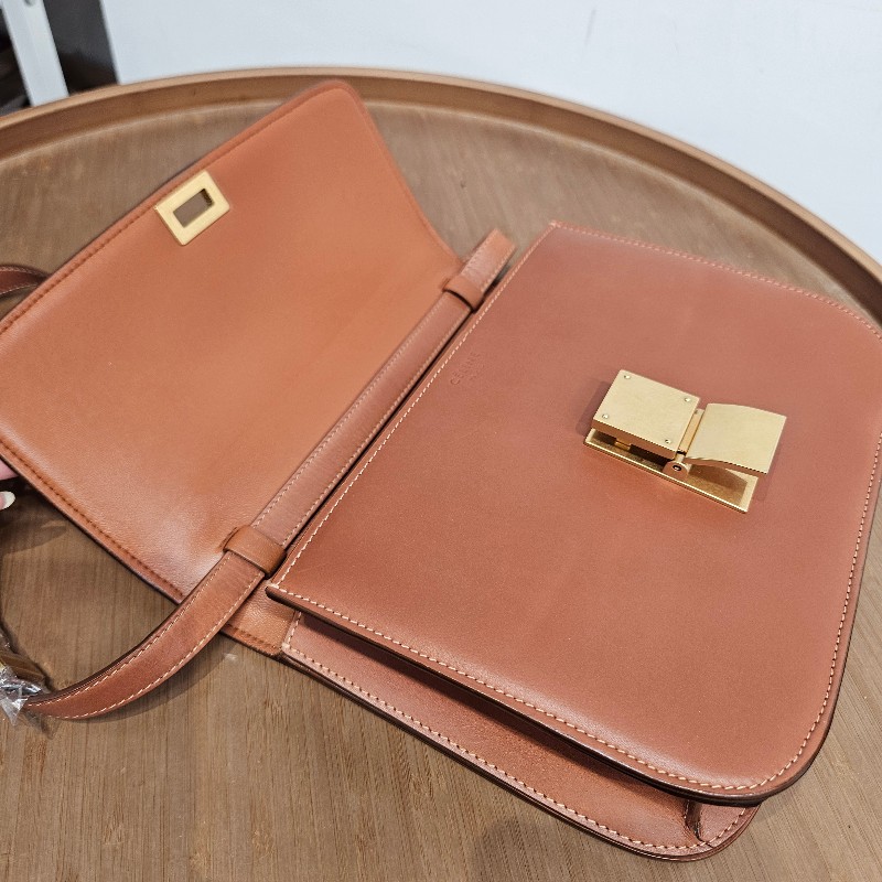 CELINE Classic Box Bag Medium焦糖金扣-7