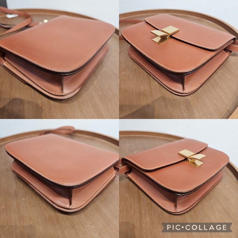 CELINE Classic Box Bag Medium焦糖金扣-8