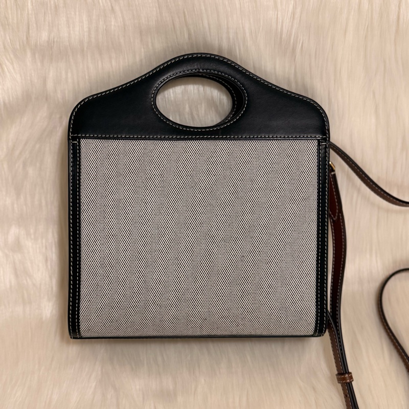 Burberry黑灰皮拼布手提肩背包(Pocket bag)-2
