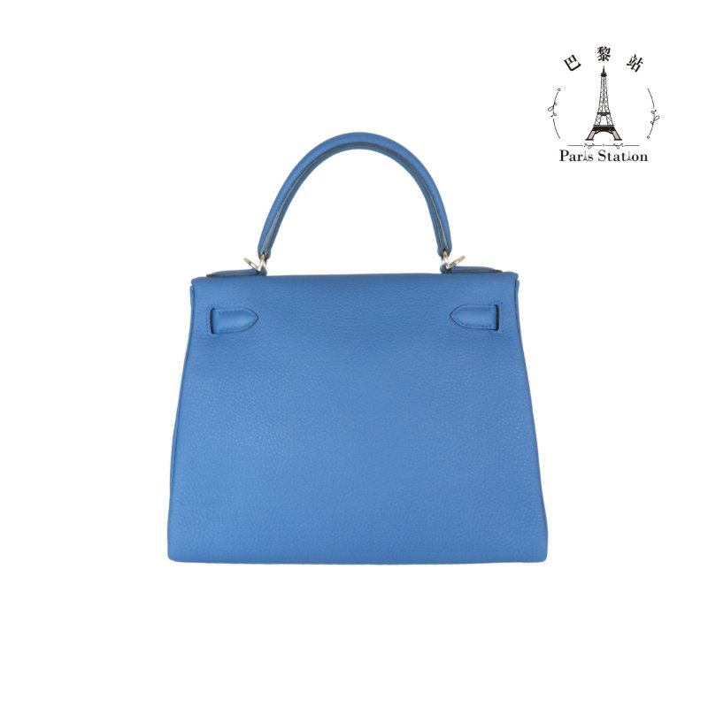 【巴黎站二手名牌專賣店】＊現貨＊HERMES 愛馬仕 真品＊ X刻 KEIIY28 凱莉包 霧藍銀釦 手提包 肩背包-1