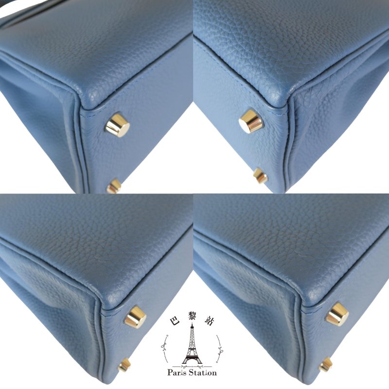 【巴黎站二手名牌專賣店】＊現貨＊HERMES 愛馬仕 真品＊ X刻 KEIIY28 凱莉包 霧藍銀釦 手提包 肩背包-4