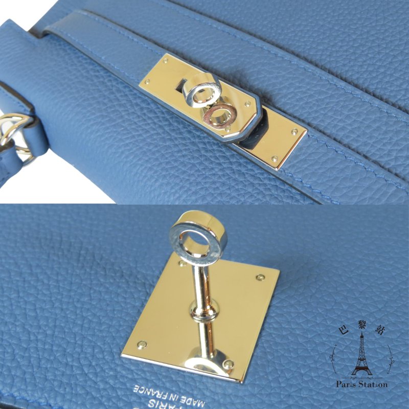【巴黎站二手名牌專賣店】＊現貨＊HERMES 愛馬仕 真品＊ X刻 KEIIY28 凱莉包 霧藍銀釦 手提包 肩背包-6