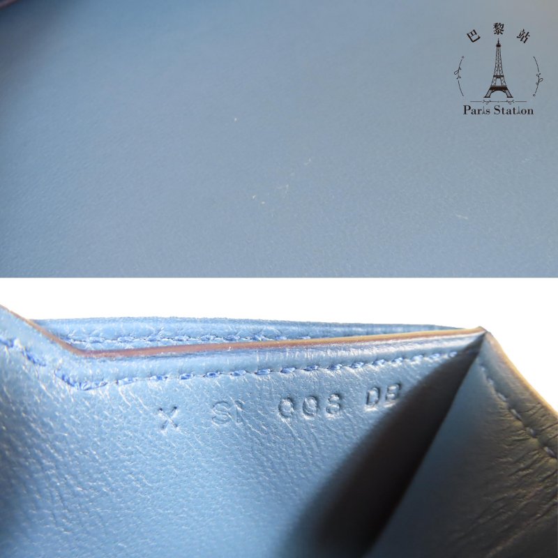 【巴黎站二手名牌專賣店】*現貨*HERMES 愛馬仕 真品*X刻 Passant系列 霧藍色 H穿扣牛皮手拿包-6