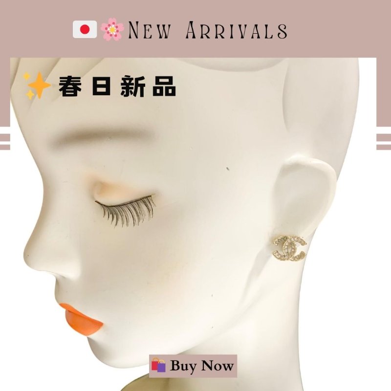 🛍️🎁 26 🔥5月新品【預訂】 💘 香奈兒 Chanel 經典款金色水鑽耳環 🔥 香奈兒熱賣款 香奈兒經典款耳環 CHANEL EARRING-3