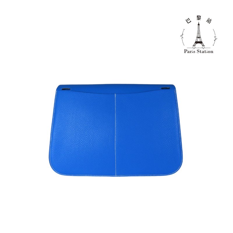 【巴黎站二手名牌專賣店】＊現貨＊HERMES 愛馬仕 真品＊X刻 Halzan 31 藍色 銀扣 牛皮 手提包-1