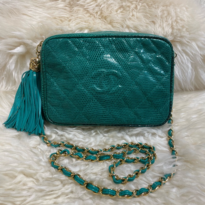 Chanel 中古絕版 稀有蜥蜴皮相機包-0