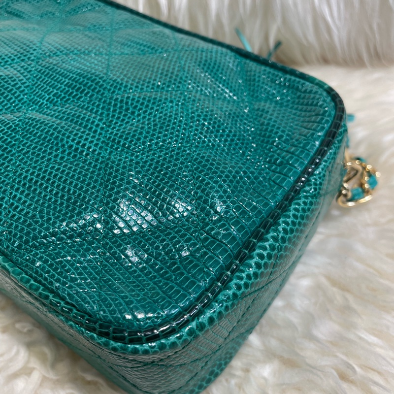 Chanel 中古絕版 稀有蜥蜴皮相機包-5