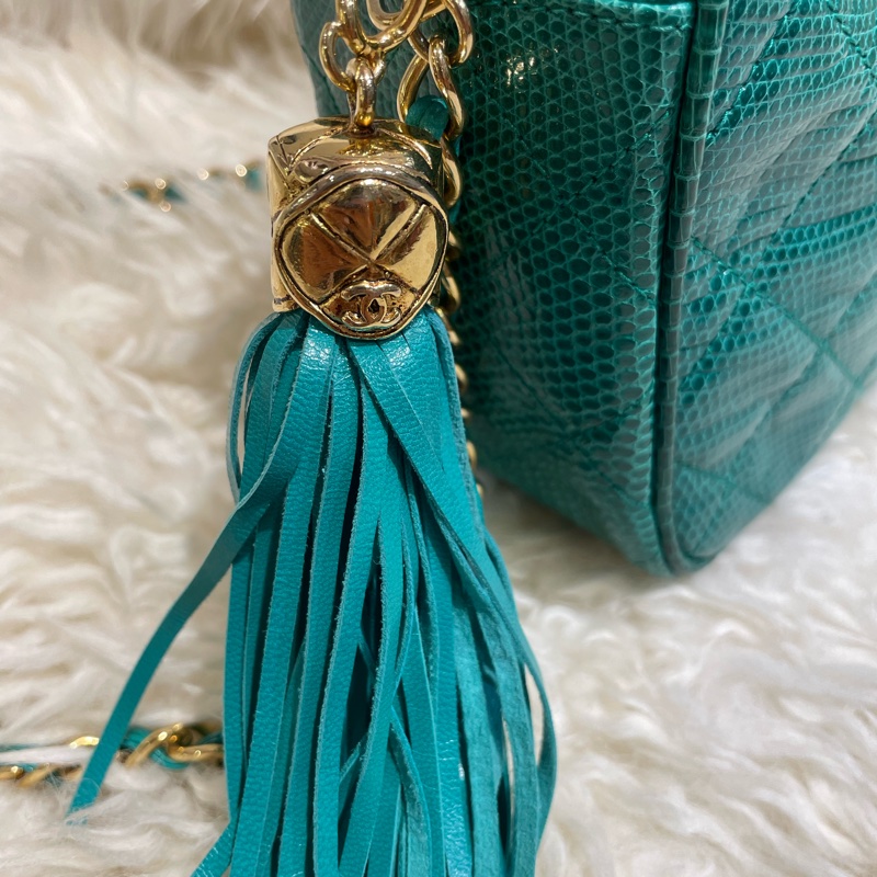 Chanel 中古絕版 稀有蜥蜴皮相機包-7