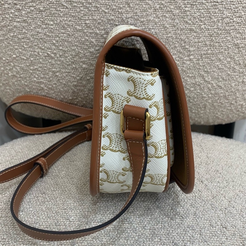 Celine Triomphe 老花馬鞍包 白色 中號-2
