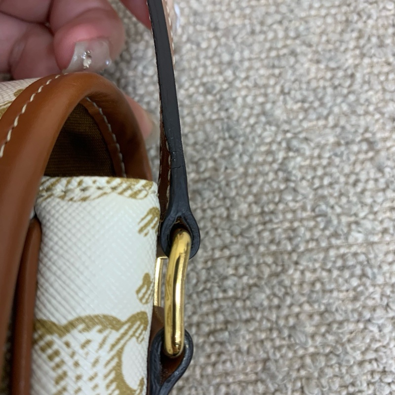 Celine Triomphe 老花馬鞍包 白色 中號-13