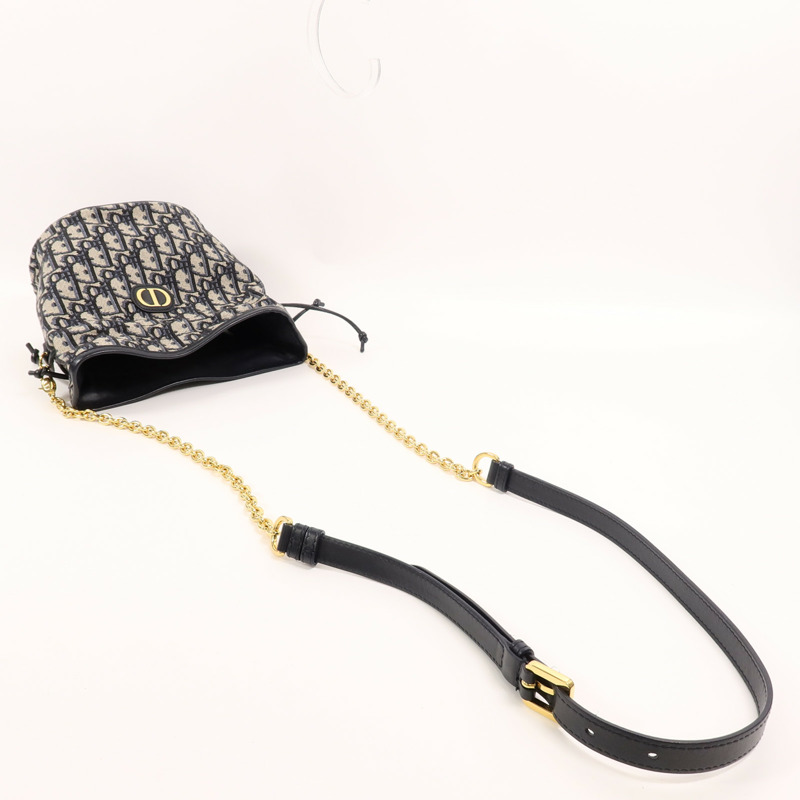 Dior Oblique帆布30 Montaigne Mini Busket鏈帶肩背袋-7