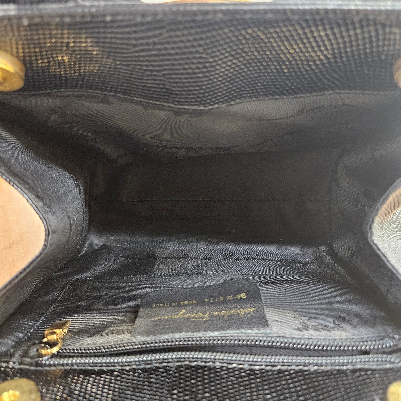 Ferragamo 蜥蜴皮黑色手挽袋-3