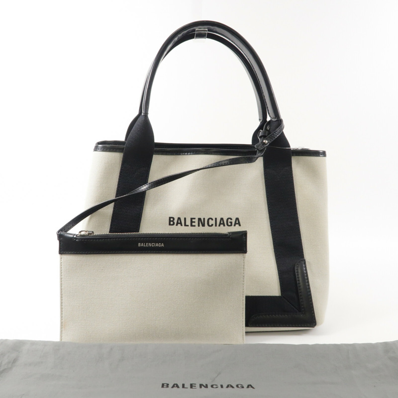 BALENCIAGA 牛皮皮革/帆布Navy Cabas Small手挽袋-11
