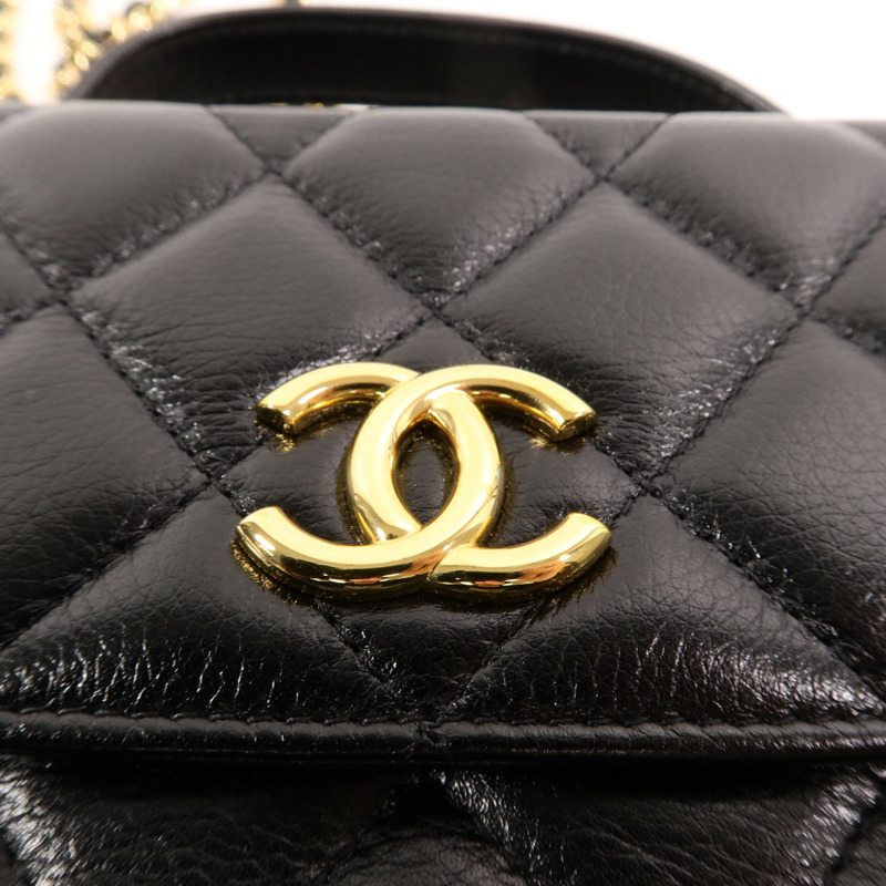 CHANEL 牛皮皮革Chain Shoulder鏈帶手挽肩背兩用袋-8
