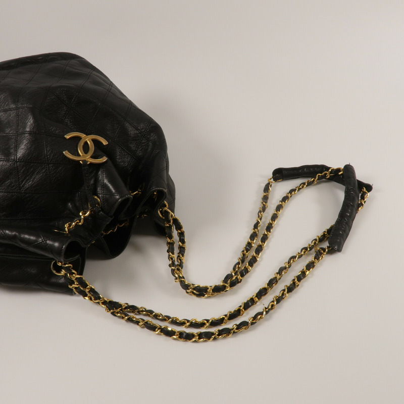 CHANEL 羊皮皮革Vintage Chain Shoulder鏈帶肩背袋-11