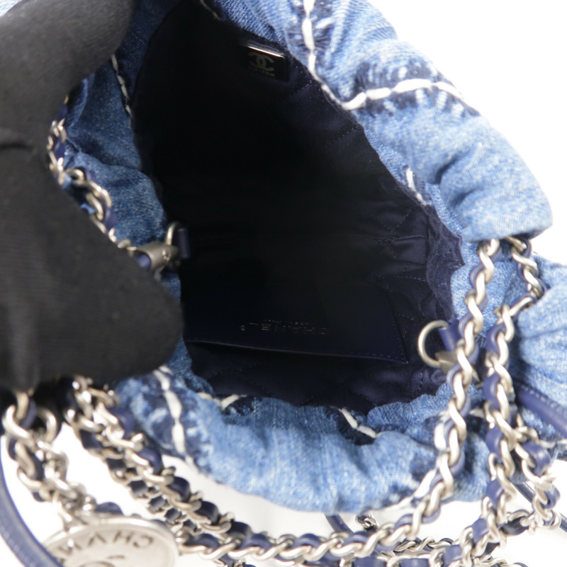 CHANEL 牛仔布Chanel 22 Mini鏈帶肩背袋-4