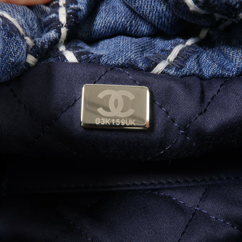 CHANEL 牛仔布Chanel 22 Mini鏈帶肩背袋-6
