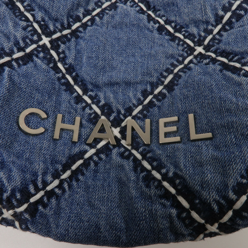 CHANEL 牛仔布Chanel 22 Mini鏈帶肩背袋-8