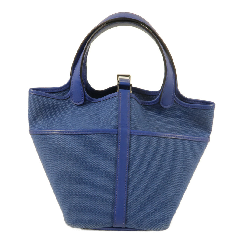HERMES 帆布/Swift皮革Picotin PM手挽袋Blue Royal/Egee-2