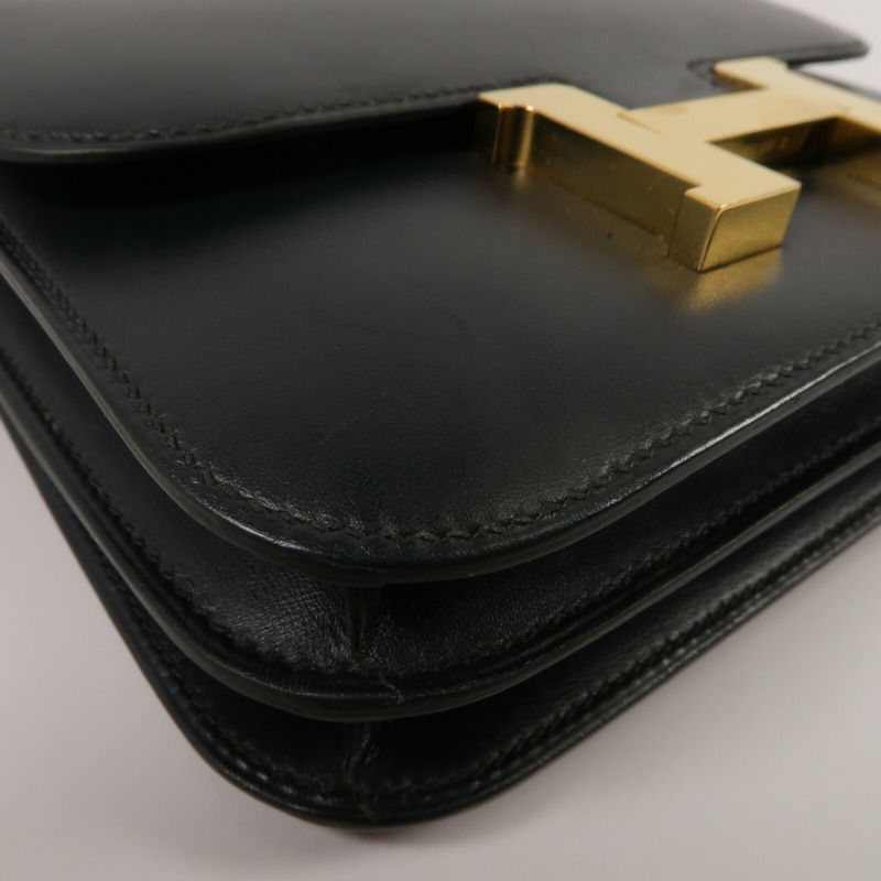 HERMES Swift皮革Constance Mini肩背袋Noir-10