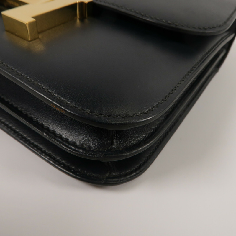 HERMES Swift皮革Constance Mini肩背袋Noir-11