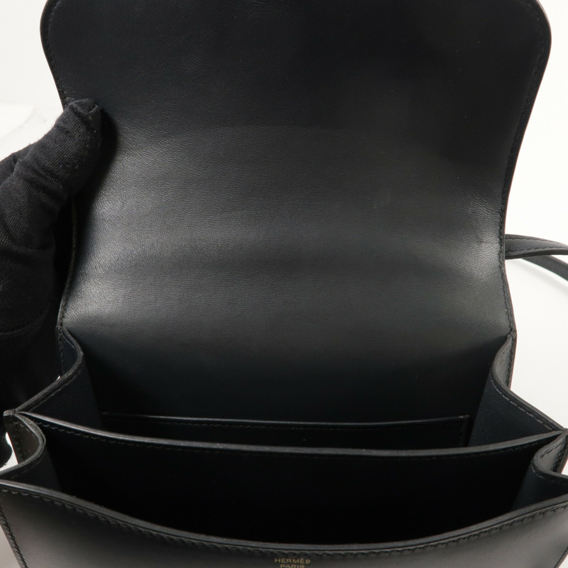 HERMES Swift皮革Constance Mini肩背袋Noir-15