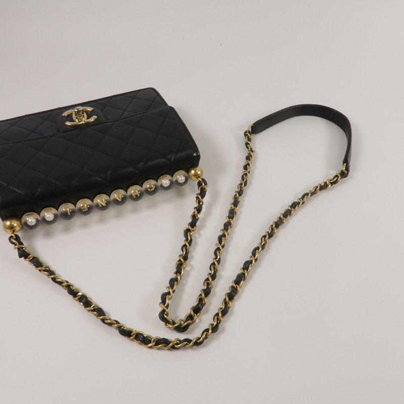 CHANEL 羊皮皮革Chain Shoulder鏈帶肩背袋-8