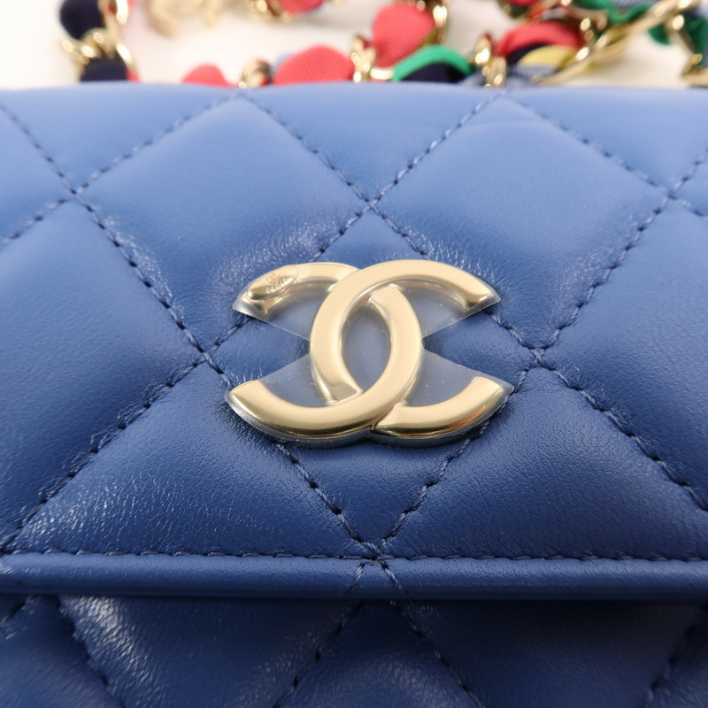 CHANEL 羊皮皮革Mini Chain Bag鏈帶肩背袋-9