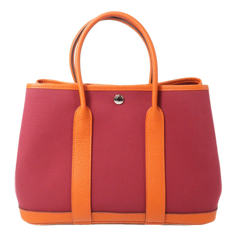 HERMES 帆布Garden Party TPM手挽袋Rough Grenat/Poppy
