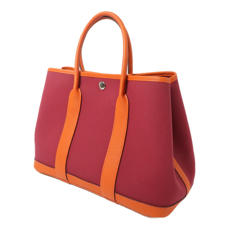 HERMES 帆布Garden Party TPM手挽袋Rough Grenat/Poppy-2