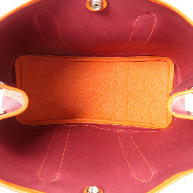 HERMES 帆布Garden Party TPM手挽袋Rough Grenat/Poppy-4