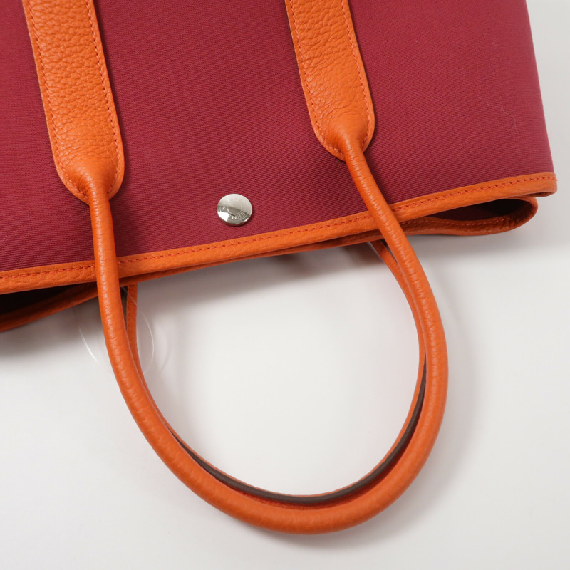 HERMES 帆布Garden Party TPM手挽袋Rough Grenat/Poppy-6