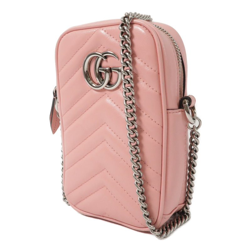 GUCCI 牛皮皮革GG Marmont Mini鏈帶肩背袋-2